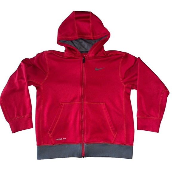 NIKE Red and Gray Therm-Fit Zip Up Hoodie | Size Large - Picture 1 of 3